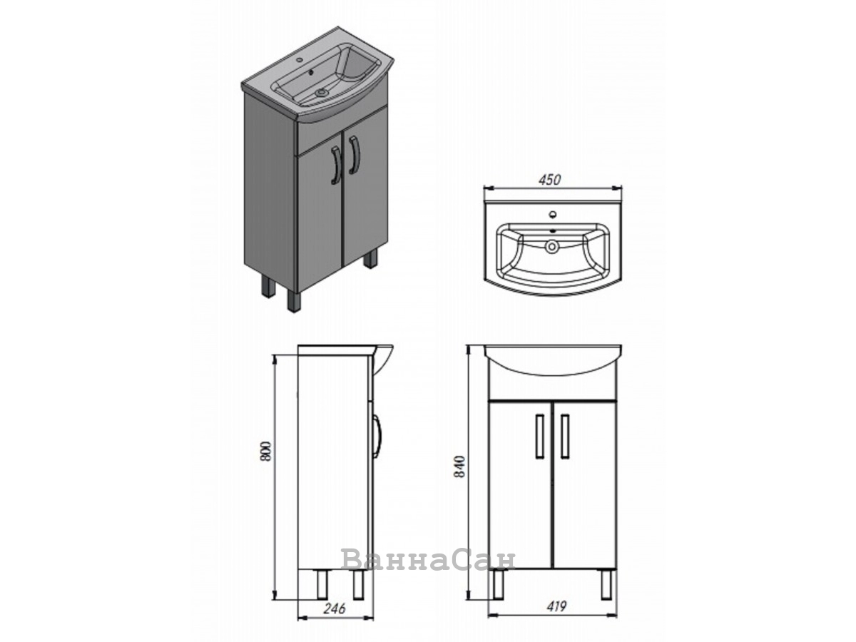 Размеры тумба с раковиной в ванную 45 см ювента тренто trn-45 с умывальником лидер №1