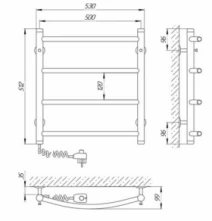 Размеры Электрический полотенцесушитель 530 x 500 мм Laris Классик хром 30х20 левый 2000000004136 НР2022