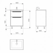 Размеры тумба с раковиной в ванную 60 см санверк greta mv0000617 с умывальником канте №1