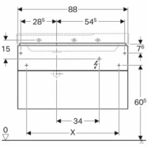 Размеры Тумба в ванную без раковины 90 см шириной Geberit Xeno² под умывальник Xeno² 500.515.01.1