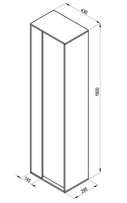 Розміри Пенал Ravak Step 430 білий/дуб X000001419L