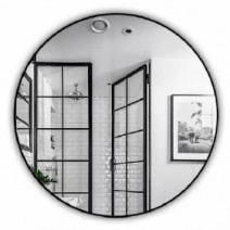 Зеркало в ванную круглой формы 80 см J-Mirror Inox R Black Inx R Blck 80x80