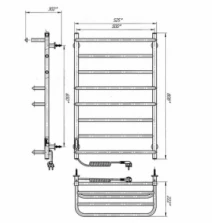 Размеры Сушка электрическая для полотенец с розеткой 525 х 800 мм Laris Зебра Комфорт белый Д25 левый 73207784