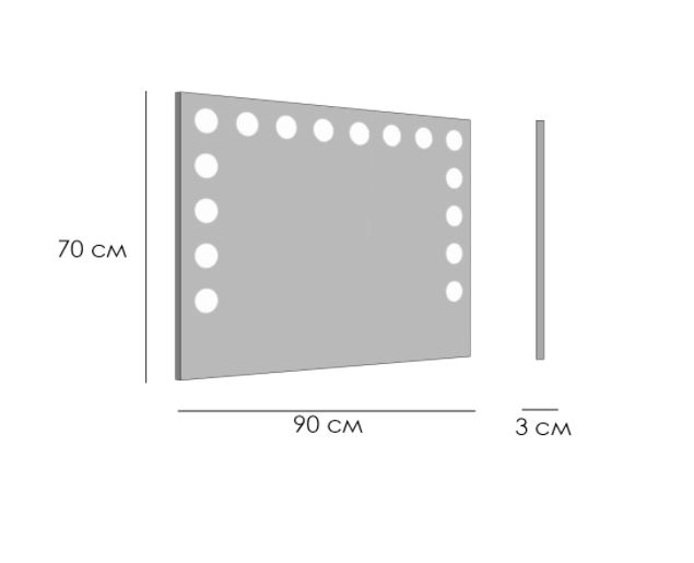 Розміри Дзеркало у ванну 90 см StekloNova Сайва Sayv 90Q