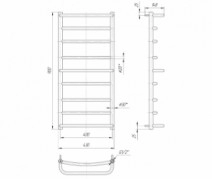 Размеры Полотенцесушитель водяной 430х900 Mario Люкс Хром 30x20 ВР 1/2 д 4820111351763