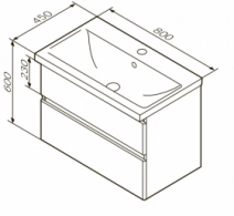 Размеры умывальник с тумбой 80 см am.pm x-joy с умывальником x-joy от am.pm m85-fhx0802-wc0802wg38 №1