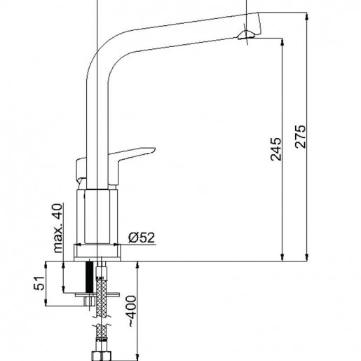 Размеры Современный кран смеситель для мойки RUBINETA UNO-33 хром