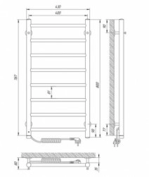 Розміри Рушник сушка електрична 430 х 800 мм Laris Альфа Д30 хром 73207459
