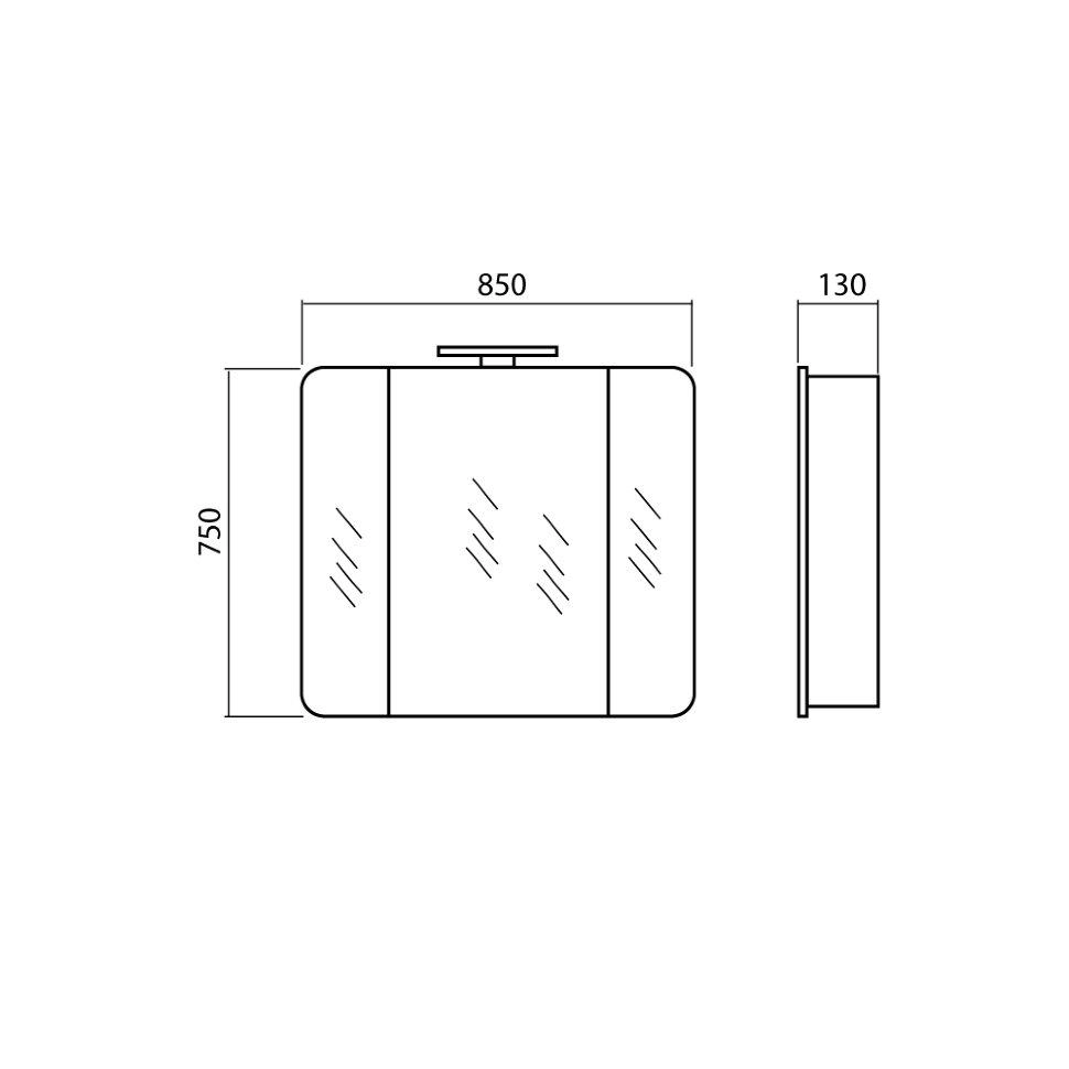 Размеры зеркальный шкаф в ванную 85 см aqua rodos рома 4823065824710 №1