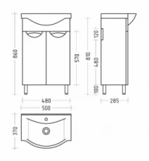 Размеры тумба с умывальником 50 см шириной респект грация с умывальником basik т1-50 грация №1