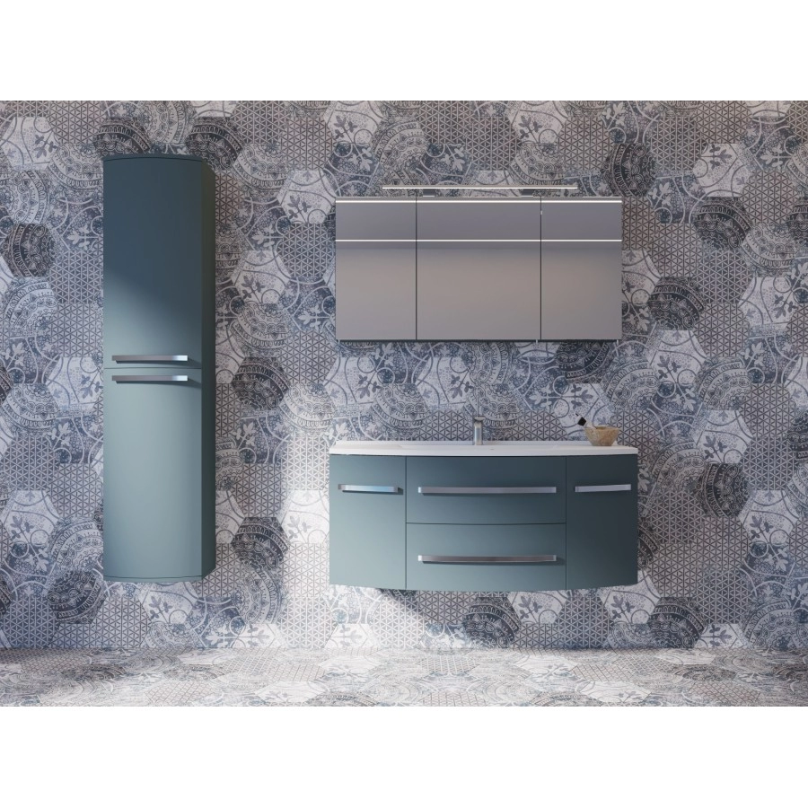 В інтер'єрі Набір для ванної кімнати з дзеркалом 120 см з салатовим корпусом Botticelli Vanessa з умивальником Domenika-1200