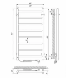Розміри Електрична сушка для рушників 430 х 800 мм Laris Альфа хром Д30 ліва 73207816