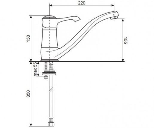 Розміри Кран змішувач з високим виливом для мийки Emmevi TIFFANY CR6095 хром