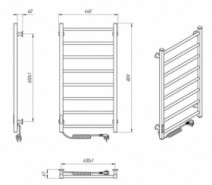 Размеры Полотенцесушитель электрический в стиле минимализм 440 х 800 мм Laris Зебра Альфа Д25 белый 77700071
