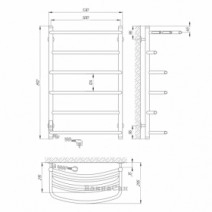 Розміри Полотенцесушитель електричний з терморегулятором 500х800 LARIS Еврофлеш Хром Лівий 30x20 73207412