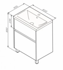Размеры тумба с умывальником с ящиками 60 см am.pm gem s с умывальником like m801165238 №1