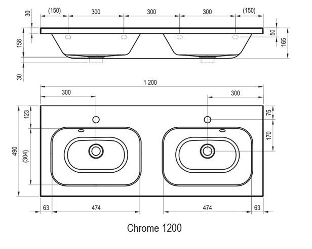 Умивальник Шафка з умивальником 1200 Ravak SD Chrome II капучино X000000964-XJG01112000