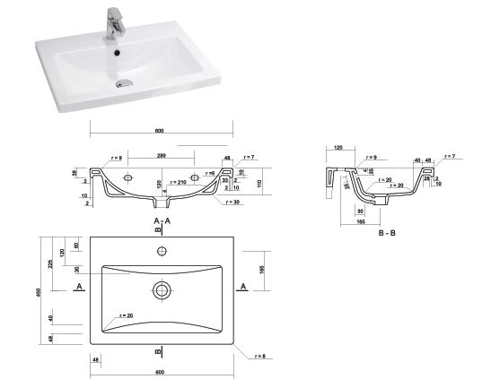 Умивальник Комплект меблів для ванної кімнати 60 см шириною Акваріус Teffi 42464-42509