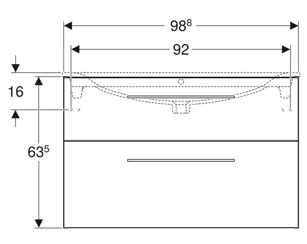 Размеры Тумба под умывальник без раковины 100 см шириной Geberit Selnova Square под умывальник Selnova 501.213.00.1