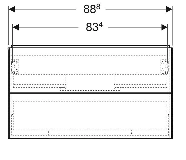 Розміри Тумба у ванну без раковини з ящиками 90 см шириною Geberit ONE 505.263.00.1
