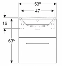 Размеры Тумба в ванную без умывальника с ящиками 55 см шириной Geberit Selnova Square под умывальник Selnova 501.201.00.1