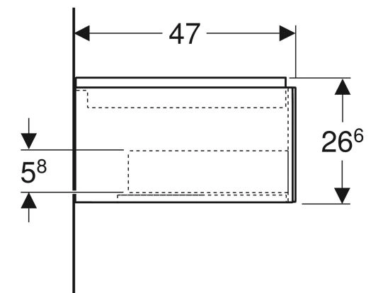 Размеры Тумба в ванную без раковины с ящиками 105 см шириной Geberit ONE 505.074.00.6