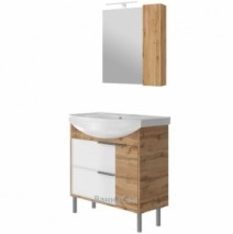 Комплект мебели в ванную бело-коричневый 85 см шириной Ювента Sofia 33444-28343