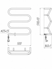 Размеры Электро полотенцесушитель глянцевый 500х600 Mario Лиана Хром 25 4820111351831