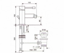 Розміри Змішувач з донним клапаном для біде Emmevi EDEN CR71004 хром