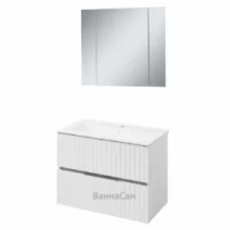 Бело-серый набор мебели для ванной комнаты 80 см шириной Сансервис MARBLE 41476-26235