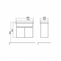 Размеры тумба с умывальником 80 см aqua rodos омега с умывальником frame ор0002549 №1