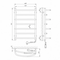 Размеры Полотенцесушитель электрический небольшой 450х700 LARIS Евромикс Хром Правый 30x20 73207027