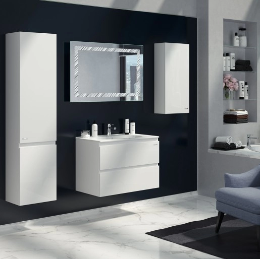 В интерьере набор мебели для ванной комнаты 80 см с подсветкой санверк foreva air 25566-25550 №1