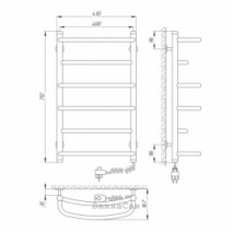 Розміри Полотенцесушитель електричний з полками 400х700 LARIS Еврофлеш Хром Правий 30x20 73207383