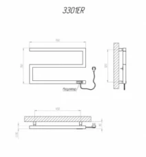 Размеры Полотенцесушитель электрический 550 х 350 мм Kosser Зета Д30 черный правый ЗЗ01ER