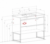 Размеры тумба с раковиной с ящиками 100 см шириной aqua rodos лофт нео с умывальником arte ар000051861 №1