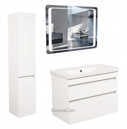 Основное Комплект мебели в ванную 80 см Aqua Rodos Винтаж белый глянец 33044-29709-33047