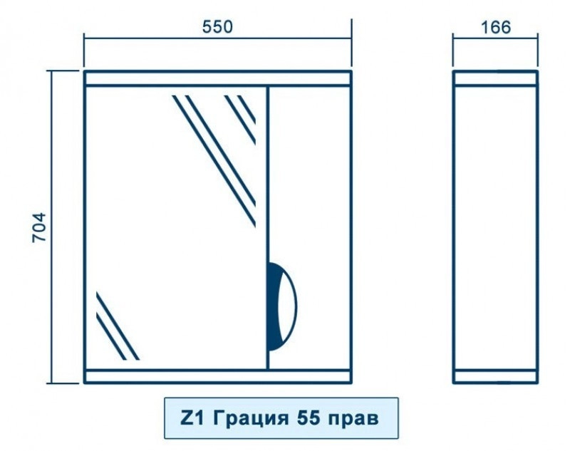 Розміри Комплект меблів для ванни 55 см з прямими фасадами КВЕЛЛ ПРИНЦ 24819-24833-24844