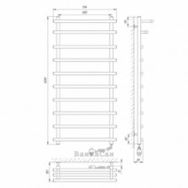 Размеры Полотенцесушитель электрический для дома 500х1200 LARIS Каскад Премиум Хром Правый 30x20 73207369
