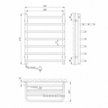 Розміри Полотенцесушитель електричний висотою 65 см 500х660 LARIS Стандарт Хром Лівий 30x20 73207177