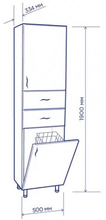 Розміри Меблі для ванни з напівкруглою раковиною 60 см завширшки Пік Базіс 19555-18839-19966
