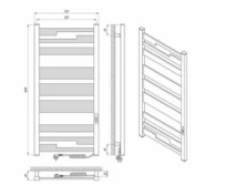 Розміри Матова електрична сушка для рушників 540 х 1100 мм Laris Зебра Афіна чорна права 73207853