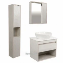 Комплект для ванной комнаты с зеркалом с полками 65 см шириной Aqua Rodos Шельф 45106-45102-45129