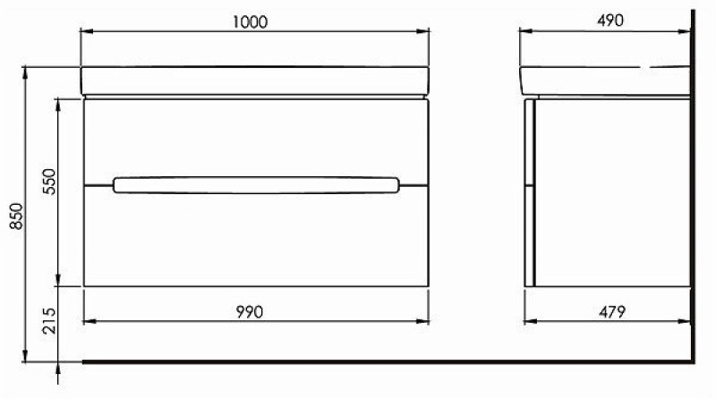 Размеры Тумба с одной раковиной в ванную 100 см Коло MODO 89507000 с умывальником MODO