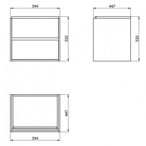Размеры Тумба в ванную без умывальника с ящиками 60 см шириной Cersanit Crea S924-008