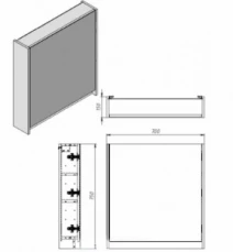 Размеры Шкаф зеркальный в ванную с дверкой 70 см шириной Ювента Ester EsMC-70 White