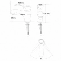 Розміри Змішувач для раковини у ванну хром Rozzy Jenori FORTUNA RBZ018-1