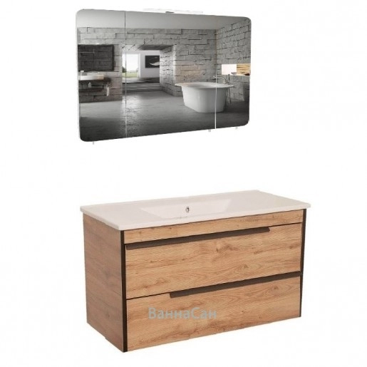 Основное Коричневый мебельный комплект для ванной 85 см шириной Aqua Rodos Лофт Нео 37422-29747