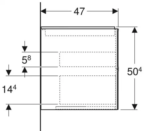 Размеры Тумба под умывальник без раковины с ящиками 120 см шириной Geberit ONE 505.265.00.6