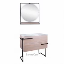 Комплект мебели в ванную коричнево-черный 80 см шириной Qtap Taurus 39539-39601